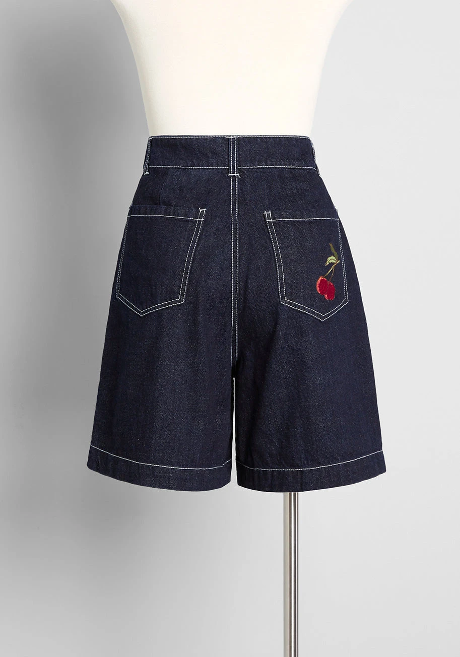 Cheeky Cherries High-Rise Denim Shorts 2 Cheeky Cherries High-Rise Denim Shorts - Image 2