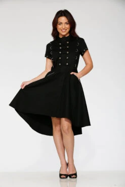 Black Battalion Hi-Lo Swing Dress