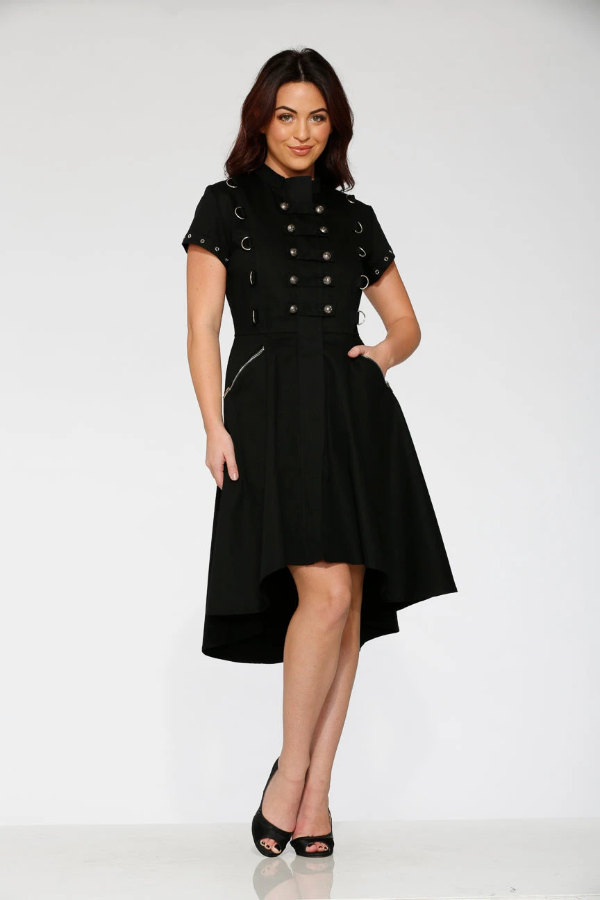 Black Battalion Hi-Lo Swing Dress 3 Black Battalion Hi-Lo Swing Dress - Image 3