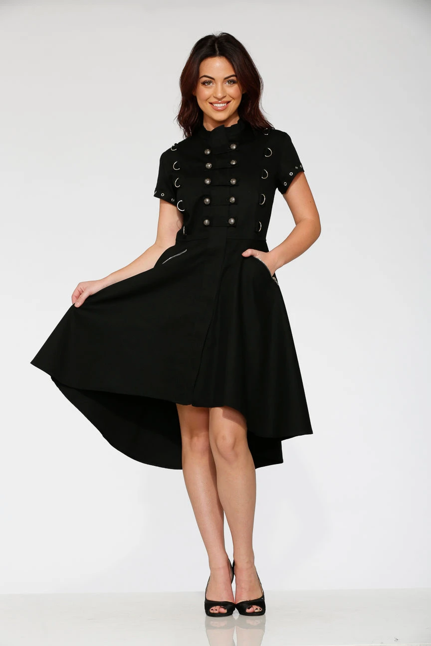 Black Battalion Hi-Lo Swing Dress 4 Black Battalion Hi-Lo Swing Dress - Image 4