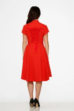 Red Jacquard Battalion Swing Dress 9 Red Jacquard Battalion Swing Dress -Molly Bracken Clothing Shop 10276 Red Jacquard HiLo Dress 12