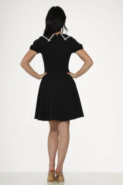 Black & White Trim Gothic Swing Dress 13 Black & White Trim Gothic Swing Dress -Molly Bracken Clothing Shop 10481 Black White Trim Gothic Dress 26