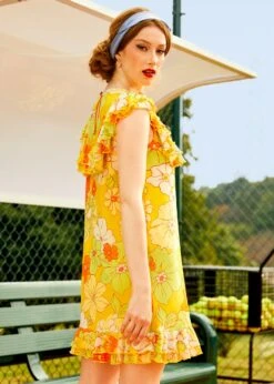 That Tropical 'Frilling' Mesh Mini Dress -Molly Bracken Clothing Shop 200549 3