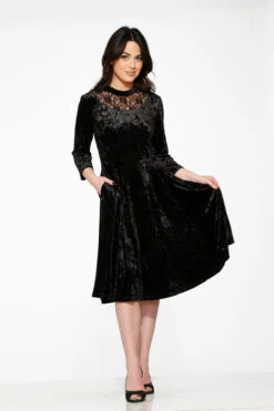 Black Diamond Velvet Swing Dress -Molly Bracken Clothing Shop 20110 Black Diamond Velvet Dress 10