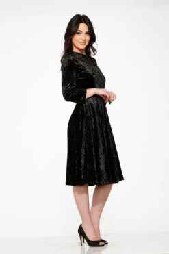 Black Diamond Velvet Swing Dress -Molly Bracken Clothing Shop 20110 Black Diamond Velvet Dress 12