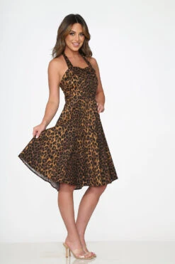 Leopard Halter Swing Dress -Molly Bracken Clothing Shop 20140 Leopard Hatler Dress 10