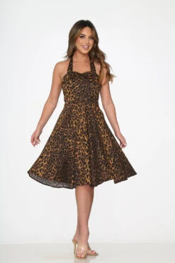Leopard Halter Swing Dress -Molly Bracken Clothing Shop 20140 Leopard Hatler Dress 12