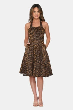 Leopard Halter Swing Dress -Molly Bracken Clothing Shop 20140 Leopard Hatler Dress 4