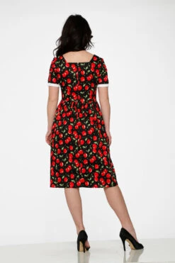 Black & Red Cherry Dress -Molly Bracken Clothing Shop 20250 Black Red Cherry Dress 15