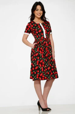 Black & Red Cherry Dress -Molly Bracken Clothing Shop 20250 Black Red Cherry Dress 9