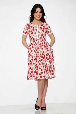 White & Red Cherry Dress 8 White & Red Cherry Dress -Molly Bracken Clothing Shop 20251 White Cherry Dress 1