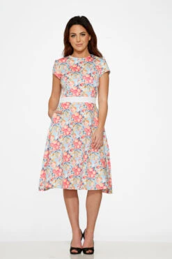 Sweet Hibiscus Swing Dress -Molly Bracken Clothing Shop 20260 Pink Floral Dress 4