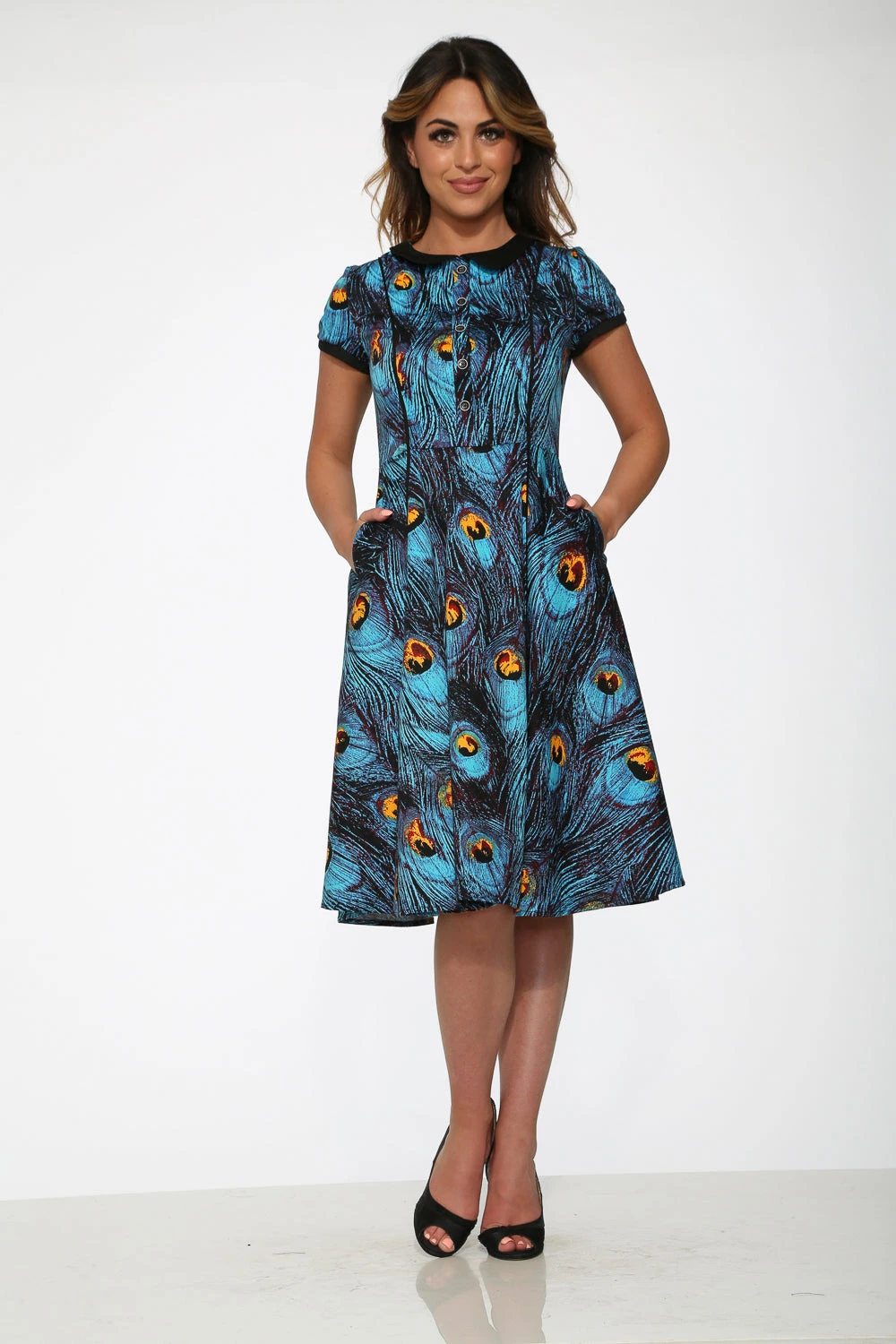 Blue Peacock Swing Dress 2 Blue Peacock Swing Dress - Image 2