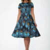 Blue Peacock Swing Dress
