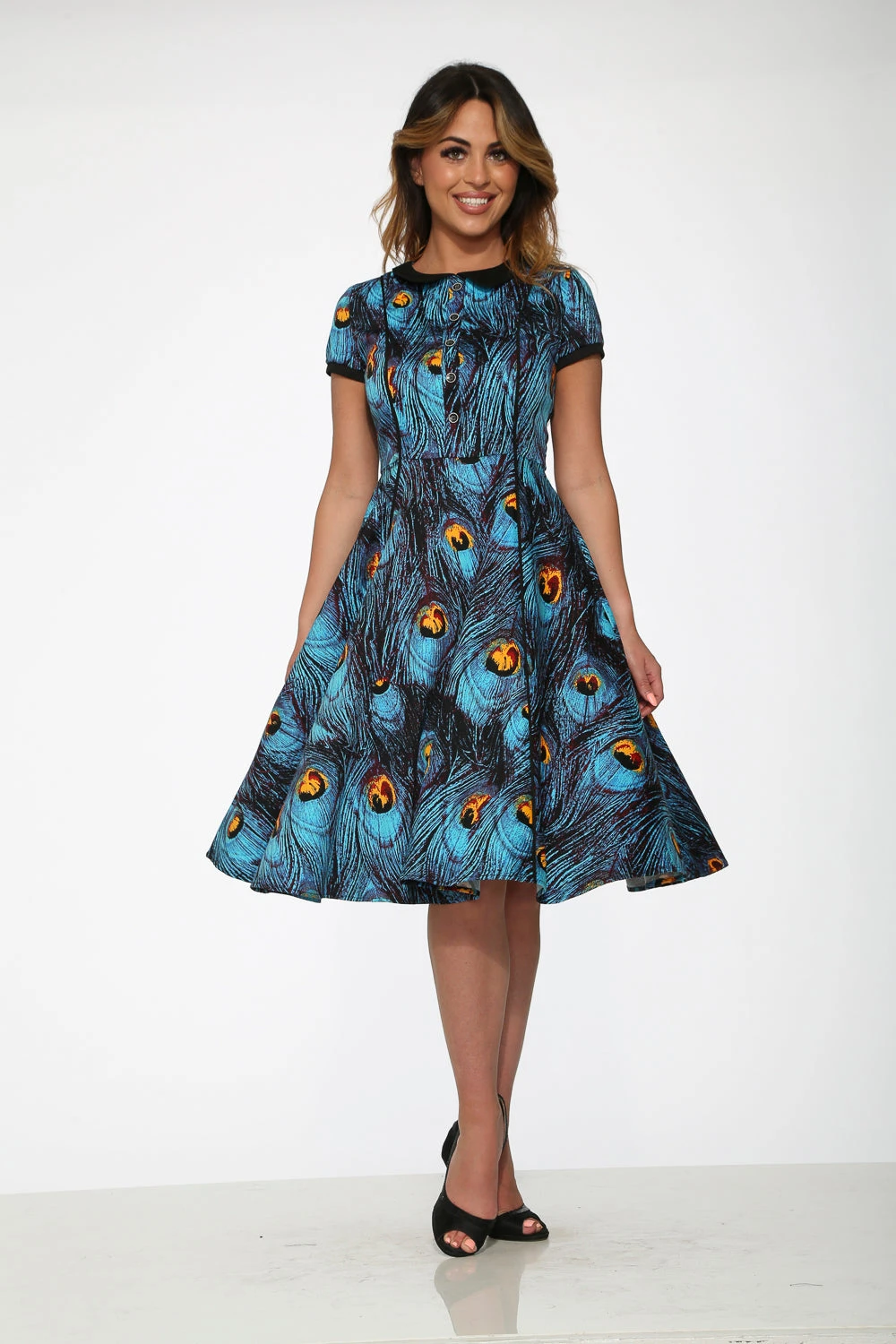 Blue Peacock Swing Dress 1 Blue Peacock Swing Dress