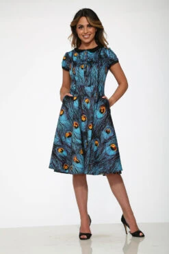 Blue Peacock Swing Dress 10 Blue Peacock Swing Dress -Molly Bracken Clothing Shop 20360 Blue Peacock Dress 4