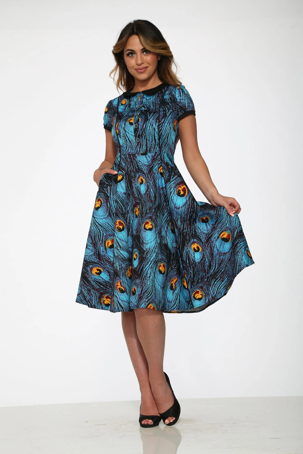 Blue Peacock Swing Dress 3 Blue Peacock Swing Dress - Image 3