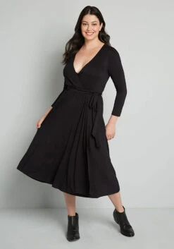 This Is My Moment Wrap Dress -Molly Bracken Clothing Shop 203810 BLK 3