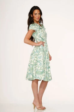 Green Paisley Swing Dress 11 Green Paisley Swing Dress -Molly Bracken Clothing Shop 20550 White Green Swing Dress 7