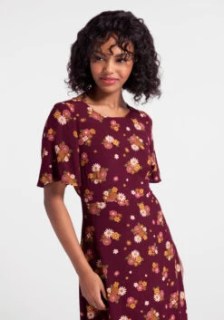 Autumnal Bouquets Midi Dress -Molly Bracken Clothing Shop 206241 plum 3 9d1c2e24 ad34 4d01 9451 d6831e4d3a50