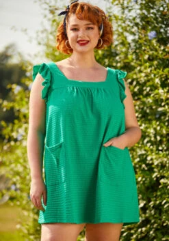 Let's Square Up Babydoll Dress -Molly Bracken Clothing Shop 206321 forest green 9