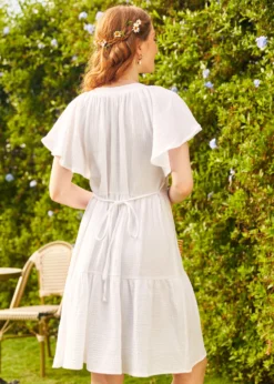 No Brand Sun-Soaked Cotton Dress 9 No Brand Sun-Soaked Cotton Dress -Molly Bracken Clothing Shop 206365 WHI 3