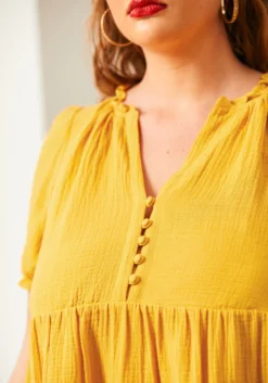 Sunshine Serenade Babydoll Dress 19 Sunshine Serenade Babydoll Dress -Molly Bracken Clothing Shop 206411 GOLD NUGGET PLUS 4