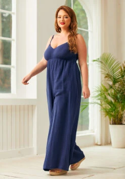 Blossom Bliss Jumpsuit -Molly Bracken Clothing Shop 206412 NVY PLUS 4