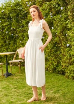 Cloud Drifting Midi Dress -Molly Bracken Clothing Shop 206701 WHI 1