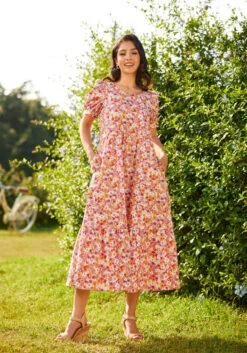 Exuding Ease Midi Dress -Molly Bracken Clothing Shop 206851 berry blooms 3