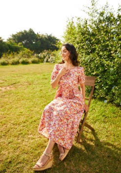 Exuding Ease Midi Dress -Molly Bracken Clothing Shop 206851 berry blooms 4