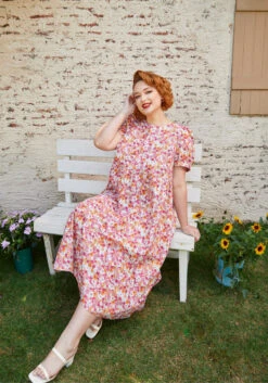 Exuding Ease Midi Dress -Molly Bracken Clothing Shop 206851 berry blooms 7