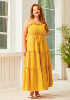 Glimmering Goddess Maxi Dress -Molly Bracken Clothing Shop 207253 GOLD NUGGET PLUS 1
