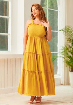 Glimmering Goddess Maxi Dress -Molly Bracken Clothing Shop 207253 GOLD NUGGET PLUS 2