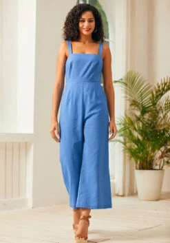 Funky Flare Jumpsuit -Molly Bracken Clothing Shop 207316 DENIM BLU 4