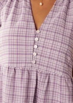 Soft Serenade Babydoll Dres -Molly Bracken Clothing Shop 207427 PURPLE PLAID 7