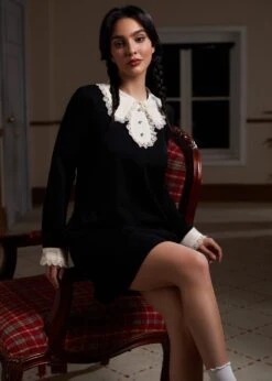 Laced Leaf Shift Dress 12 Laced Leaf Shift Dress -Molly Bracken Clothing Shop 207562 BLK HP 5 3