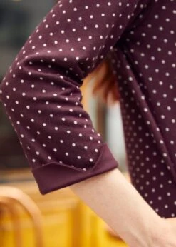 Burn After Reading Collared Shift Dress -Molly Bracken Clothing Shop 207570 BURGANDYDOT 7