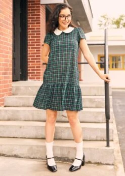 School Days Collared Dress 8 School Days Collared Dress -Molly Bracken Clothing Shop 207594 GRN NVYPALID 4