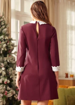 Pep In Her Step Lace Collar Shift Dress -Molly Bracken Clothing Shop 207615 DustyRust 3