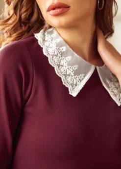 Pep In Her Step Lace Collar Shift Dress -Molly Bracken Clothing Shop 207615 DustyRust 6