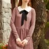 Couture Curtsy Long Sleeve Collar Dress