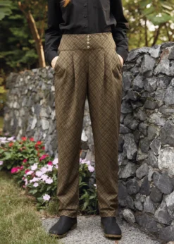 Once Upon A Twirl Pleated Trouser 10 Once Upon A Twirl Pleated Trouser -Molly Bracken Clothing Shop 207620 BROWNPL HP 4