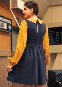 Doo-Wop Daydreamer Contrast Dress 7 Doo-Wop Daydreamer Contrast Dress -Molly Bracken Clothing Shop 207635 NAVandGold 3