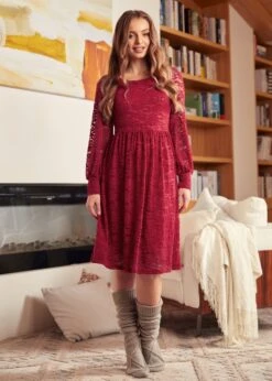 Dazzling In The Discotheque Turtleneck Dress -Molly Bracken Clothing Shop 207715 Red 1