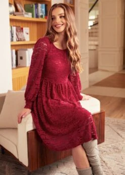 Dazzling In The Discotheque Turtleneck Dress -Molly Bracken Clothing Shop 207715 Red 4