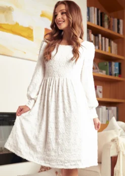 Dazzling In The Discotheque Scoop Neck Dress -Molly Bracken Clothing Shop 207716 Cream 4