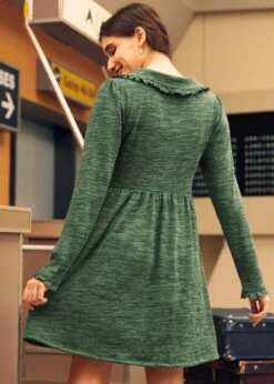 Touched By Time Ruffle Accent Dress 9 Touched By Time Ruffle Accent Dress -Molly Bracken Clothing Shop 207793 Green 3