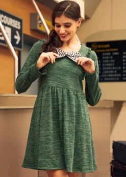 Touched By Time Ruffle Accent Dress 11 Touched By Time Ruffle Accent Dress -Molly Bracken Clothing Shop 207793 Green 5