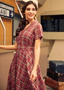 Rustic Elegance Casual Dress -Molly Bracken Clothing Shop 207874 Red 5